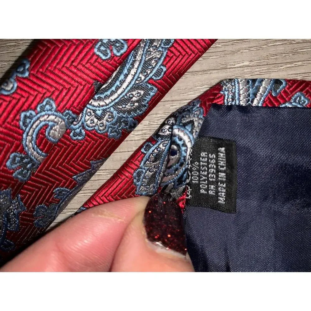 Romario Manzini Men's Silk Necktie‎ Set Multicolor Paisley 2 Piece